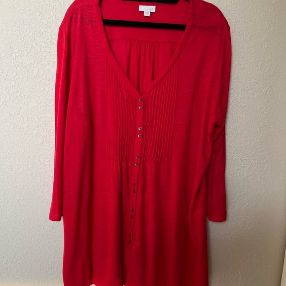 J. Jill Sweaters J Jill Womens Linen Blend Long Puckered Red